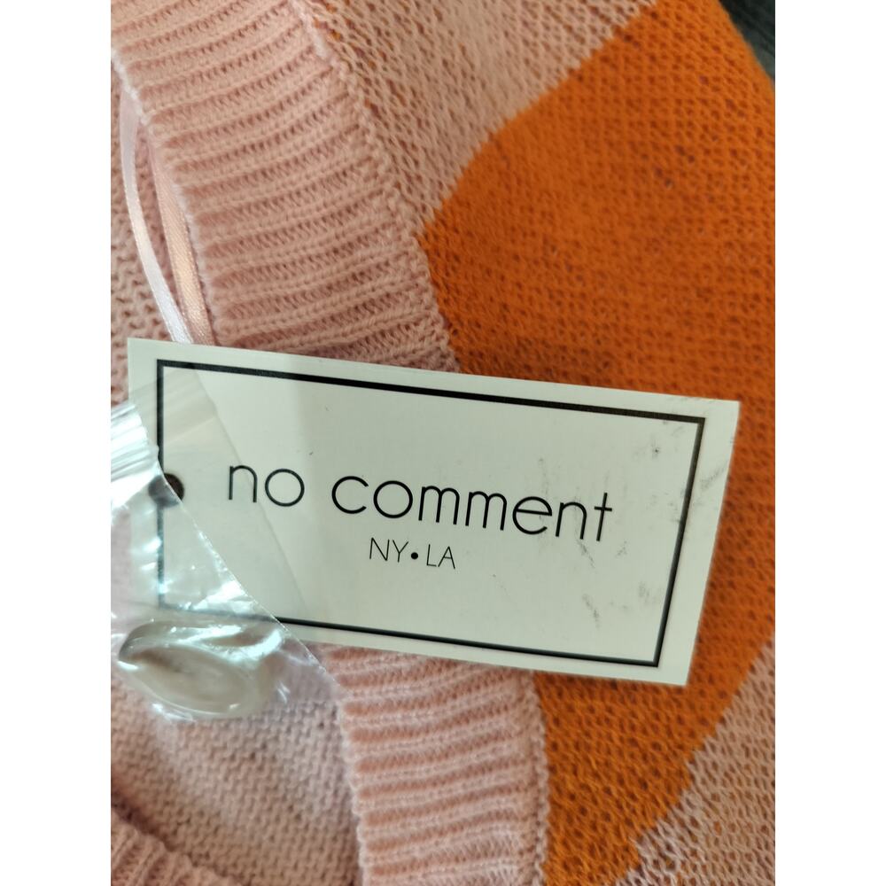 No Comment NYLA Cardigan Sweater L Pink Orange Colorblock Cropped NWT - Picture 7 of 9